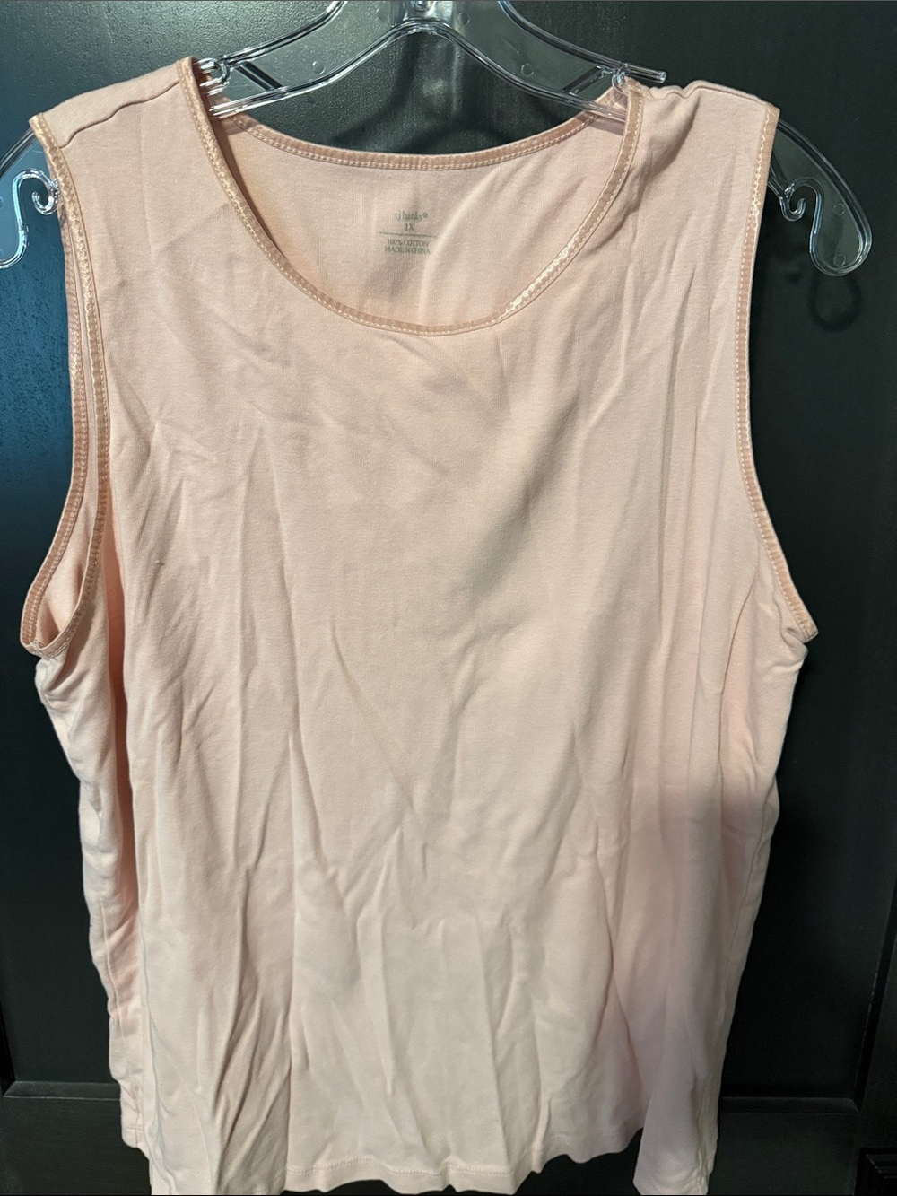 CJ Banks Sleeveless Crewneck Tank Top - Light Blush Pink